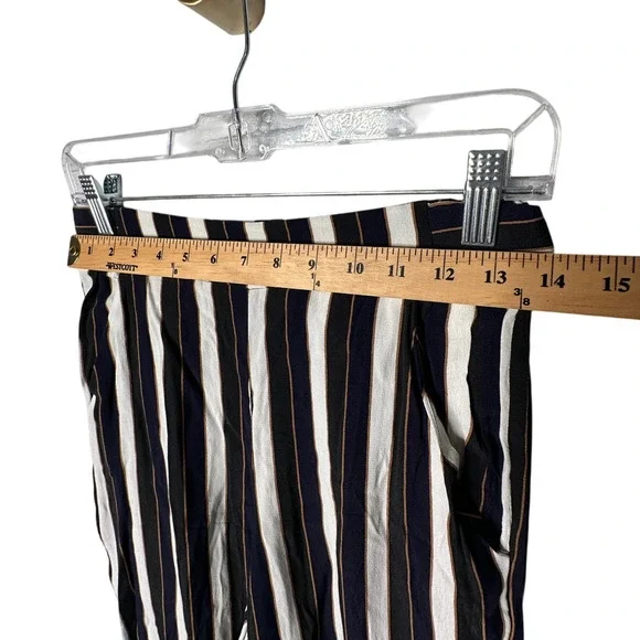 Aritzia Wilfred S Faun $178 Striped Gaucho Wide Leg Pants High Rise Crop Blue - Picture 10 of 15